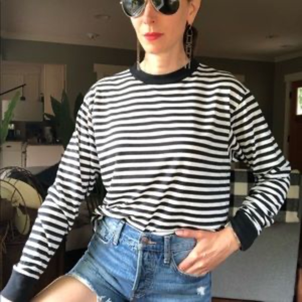 Brandy Melville black and white stripe top